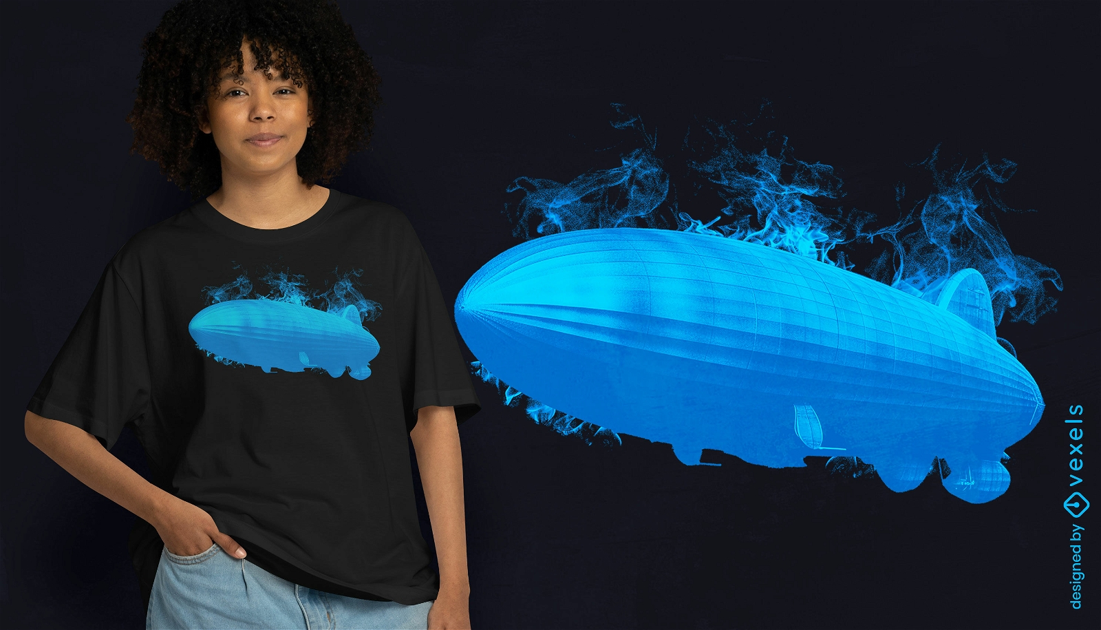 Dise?o de camiseta Zeppelin en llamas.