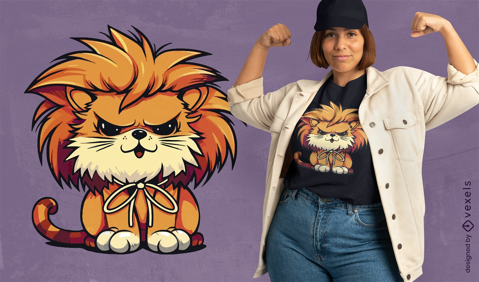 Diseño de camiseta de gato con melena de león