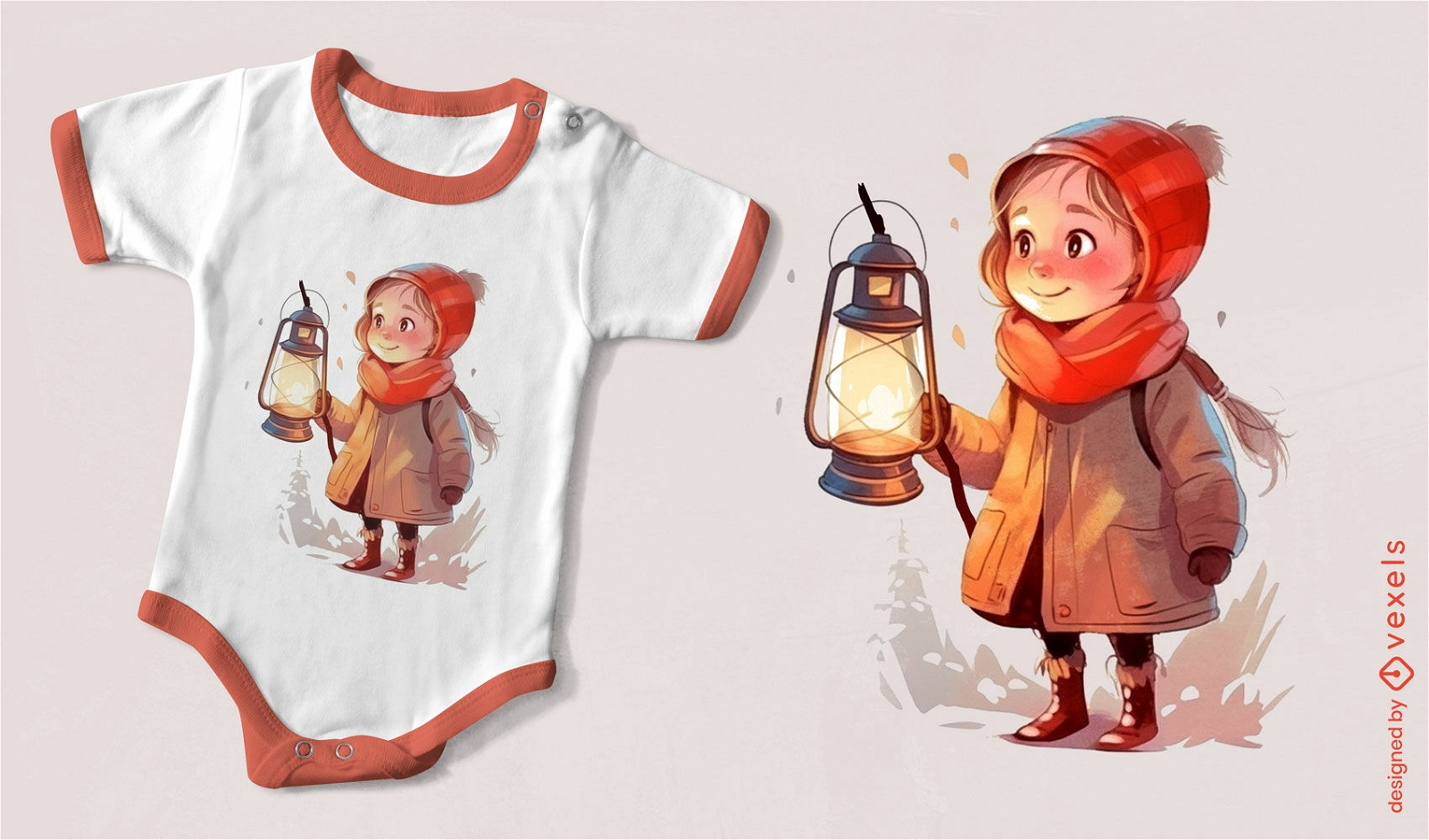 Diseño de camiseta de niña linterna.