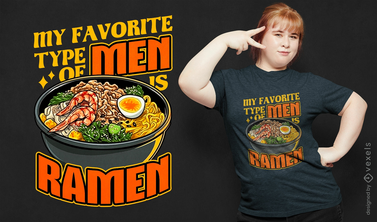 Delicioso diseño de camiseta de ramen bowl.
