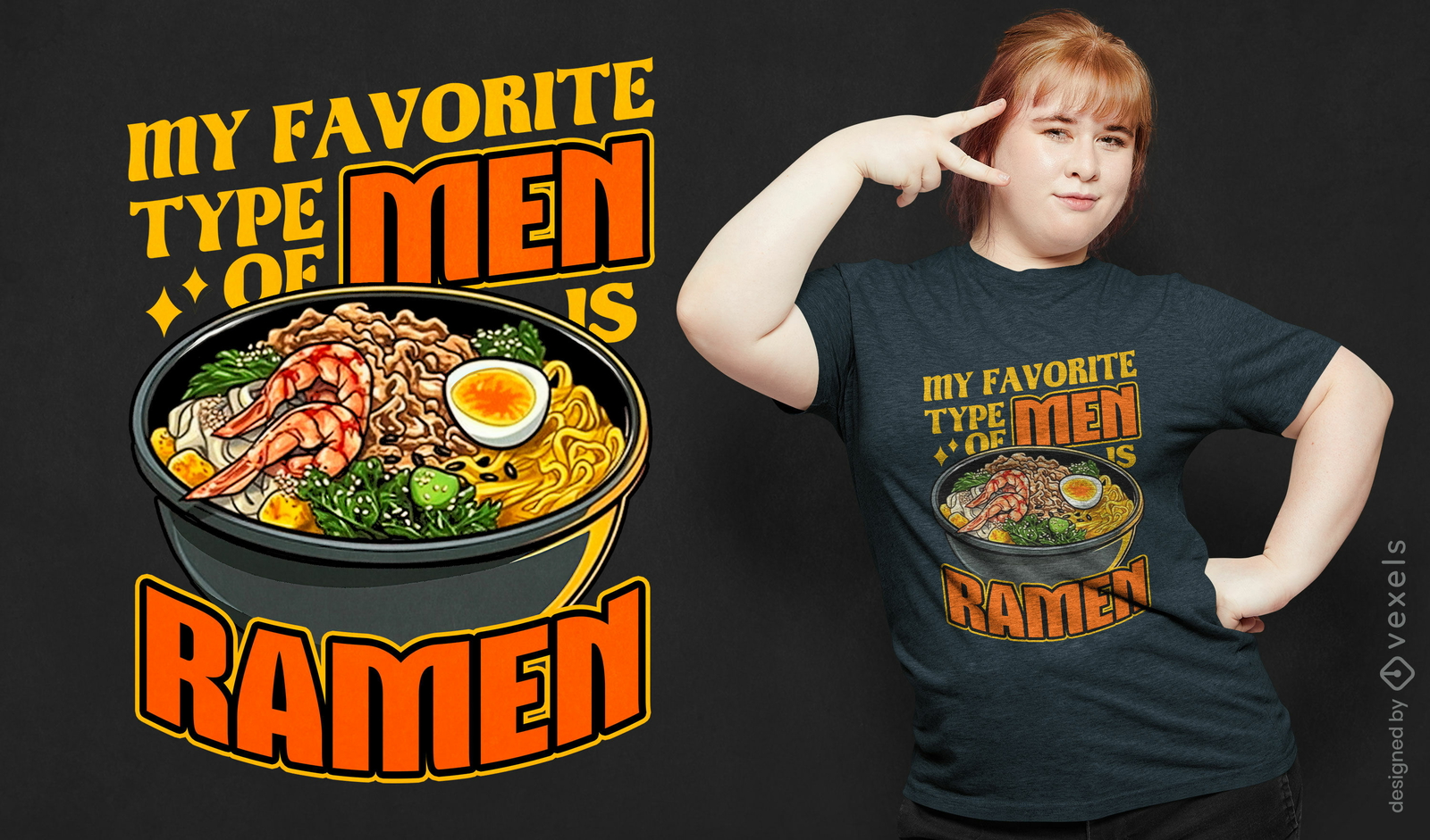 Delicioso diseño de camiseta de ramen bowl.