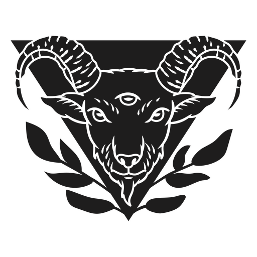 Cabeça de cabra preta com chifres Desenho PNG
