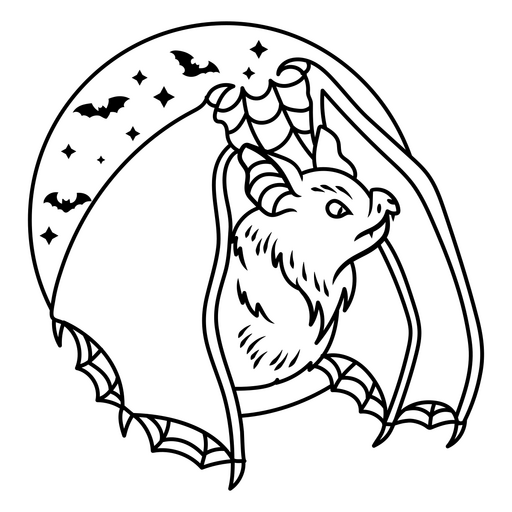 Diseño de murciélago gótico con detalles de telaraña. Diseño PNG