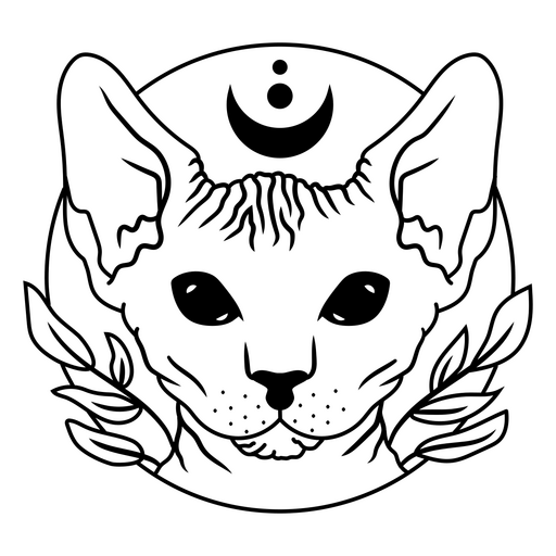 Ilustração estilizada de gato com elementos celestiais Desenho PNG
