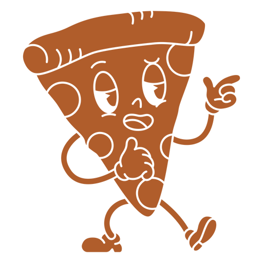 Rebanada de pizza de dibujos animados con un dedo acusador Diseño PNG