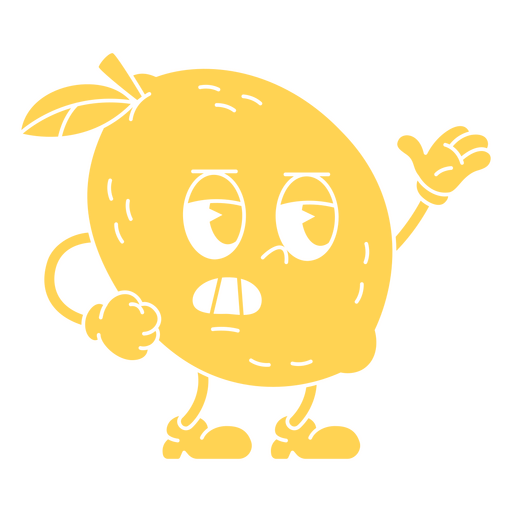 Carácter de limón amarillo con una expresión enojada. Diseño PNG
