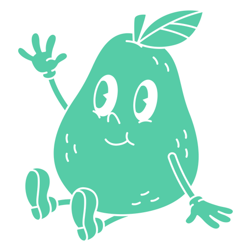 Cartoon pear is sitting PNG Design