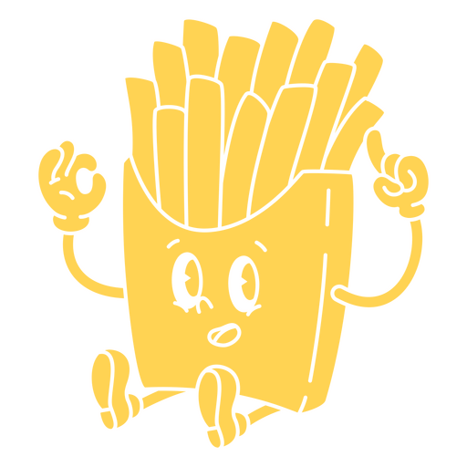 Personagem de desenho animado segurando um saco de batatas fritas Desenho PNG