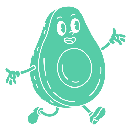 Green cartoon avocado running PNG Design