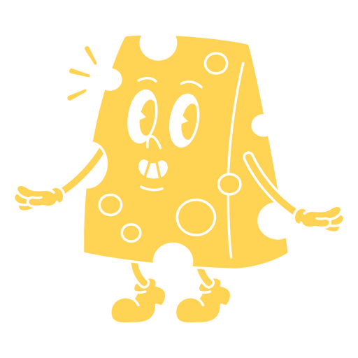 Cartoon piece of cheese with eyes and a mouth PNG Design
