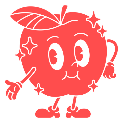 Manzana roja de dibujos animados con una sonrisa Diseño PNG