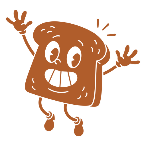 Brown cartoon toast jumping PNG Design