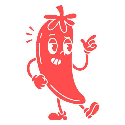 Cartoon character of a red chili pepper standing PNG Design