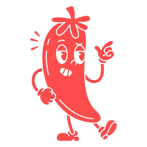Personagem de desenho animado de uma pimenta vermelha em p? Desenho PNG