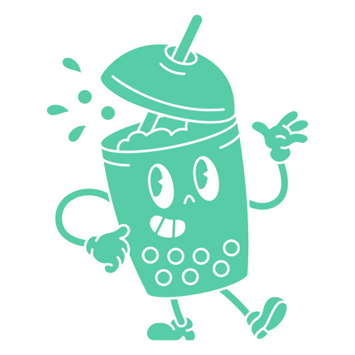 Cartoon of a tea cup with a straw in it PNG Design