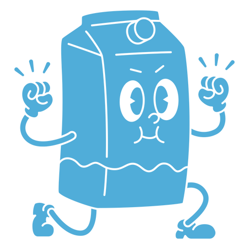 Cartoon milk carton running with his arms up PNG Design