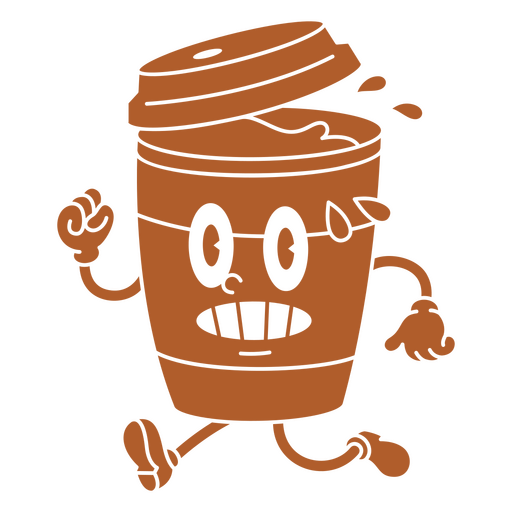 Cartoon coffee cup running with a cup of coffee PNG Design