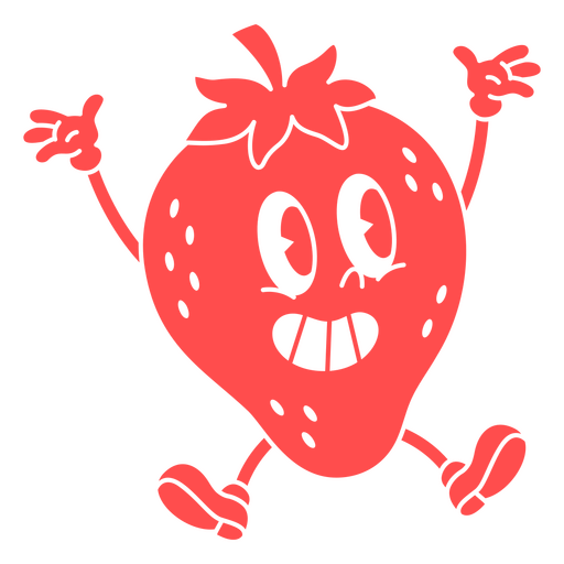 Cartoon strawberry with his arms outstretched PNG Design