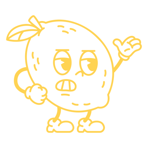 Cartoon lemon with a sad face PNG Design