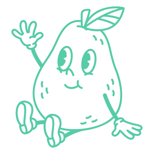 Pera verde com uma carinha sorridente Desenho PNG