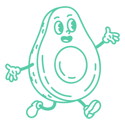 Cartoon avocado running PNG Design