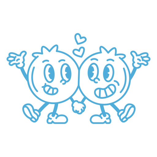 Paar blaue Zeichentrickfiguren halten sich an den Händen PNG-Design