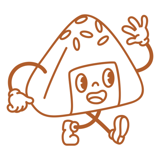 Cartoon image of a sushi character running PNG Design