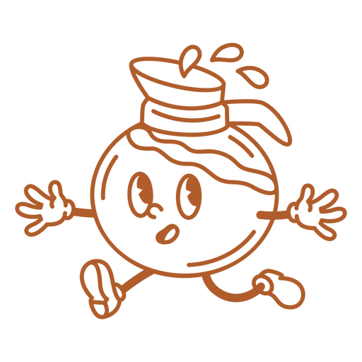 Caricatura de una fruta naranja corriendo Diseño PNG