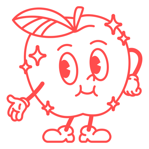 Cartoon-Apfel mit Augen und einem Lächeln PNG-Design