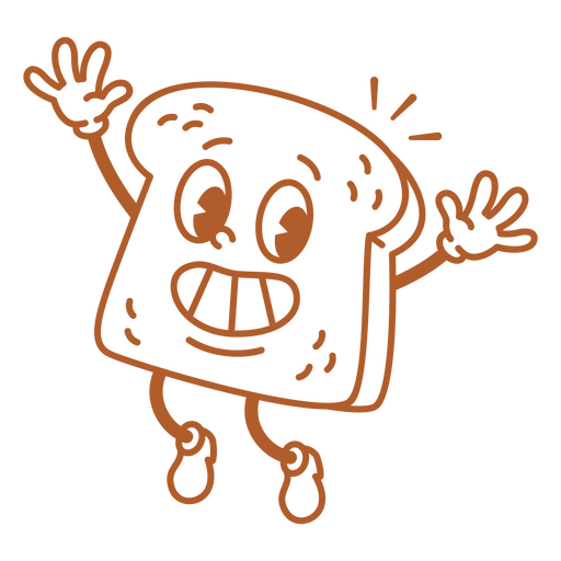 Cartoonbild eines Toaststücks mit ausgestreckten Armen PNG-Design