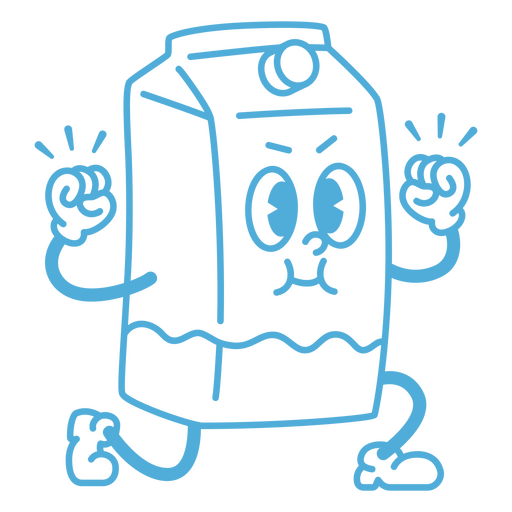Caixa de leite de desenho animado correndo com as mãos para cima Desenho PNG