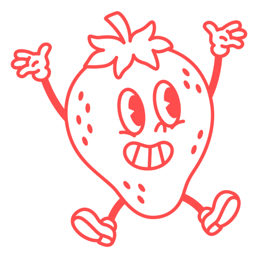 Cartoon strawberry with a smiley face PNG Design