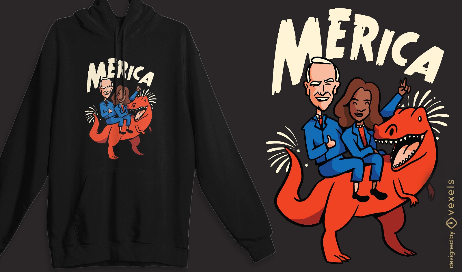 Políticos estadounidenses montando diseño de camiseta t-rex