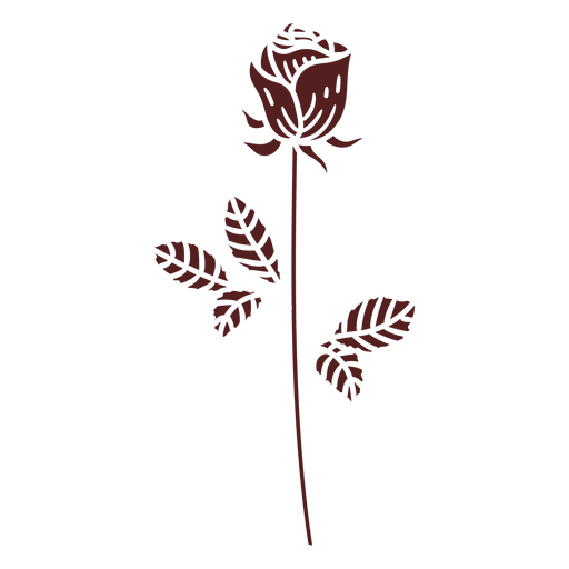 Long rose with leaves PNG Design