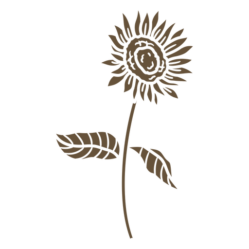 Girasol con hojas recortadas Diseño PNG