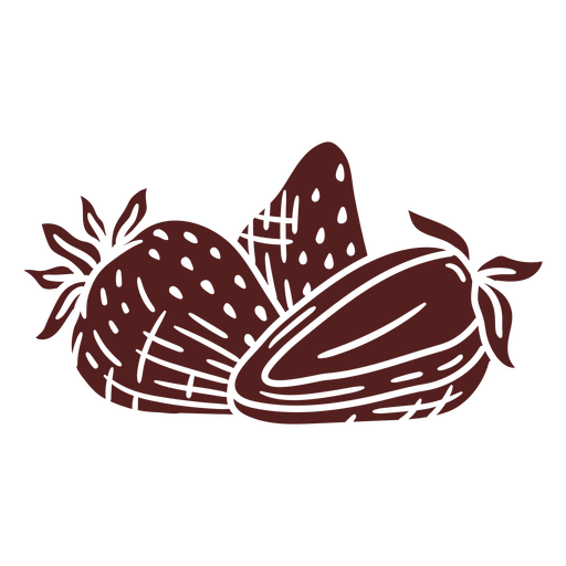 Three strawberries cut out PNG Design