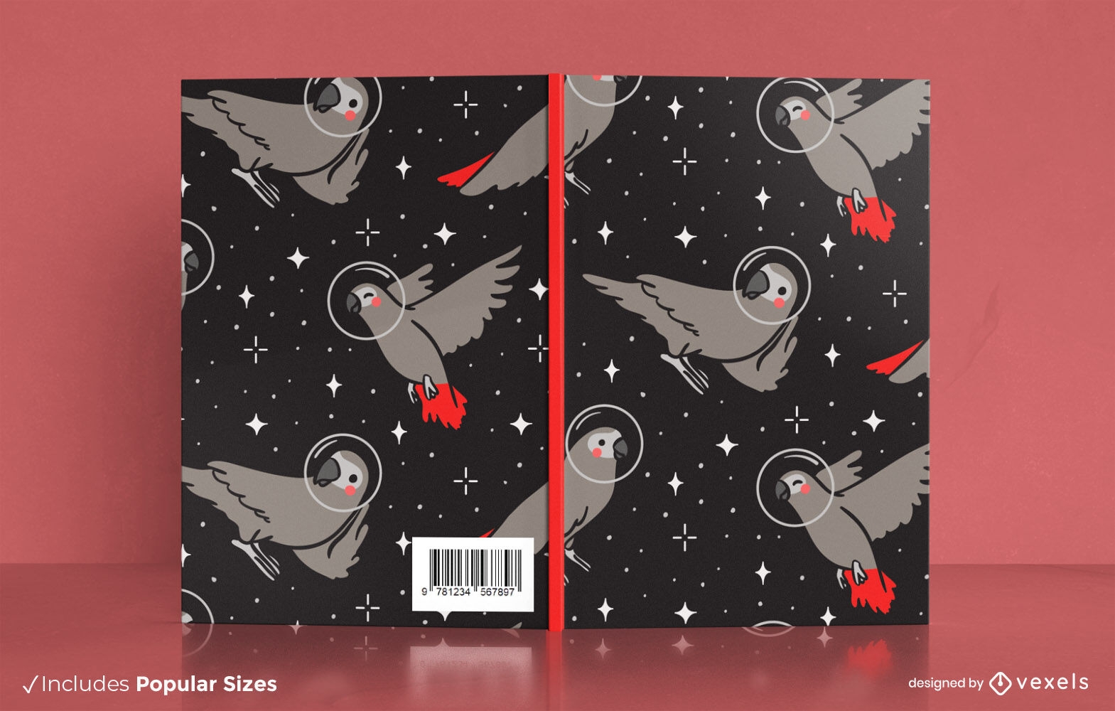 Design de capa de livro de papagaio astronauta