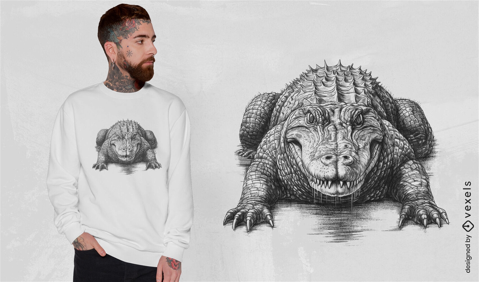 Camiseta animal crocodilo realista psd