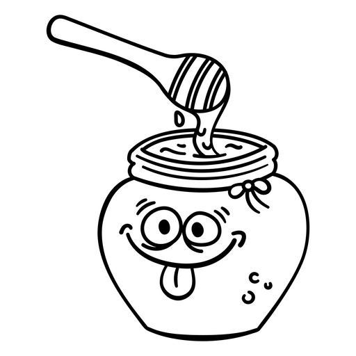Ilustração divertida de pote de mel com um rosto sorridente Desenho PNG