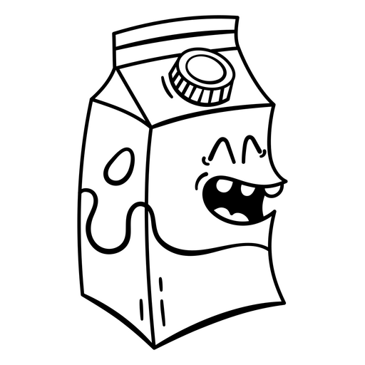 Ilustração divertida de caixa de leite em desenho animado Desenho PNG