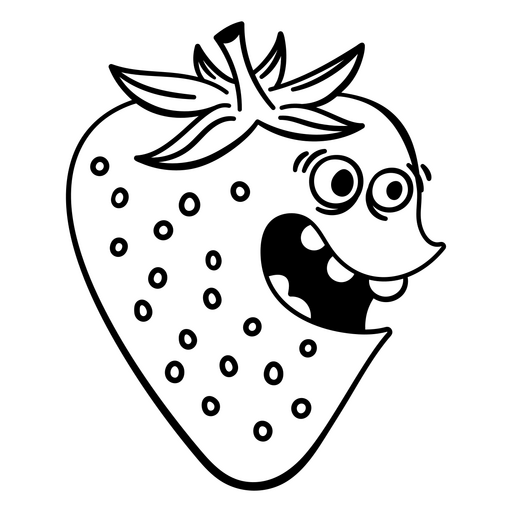 Ilustração divertida de morango com um rosto sorridente Desenho PNG