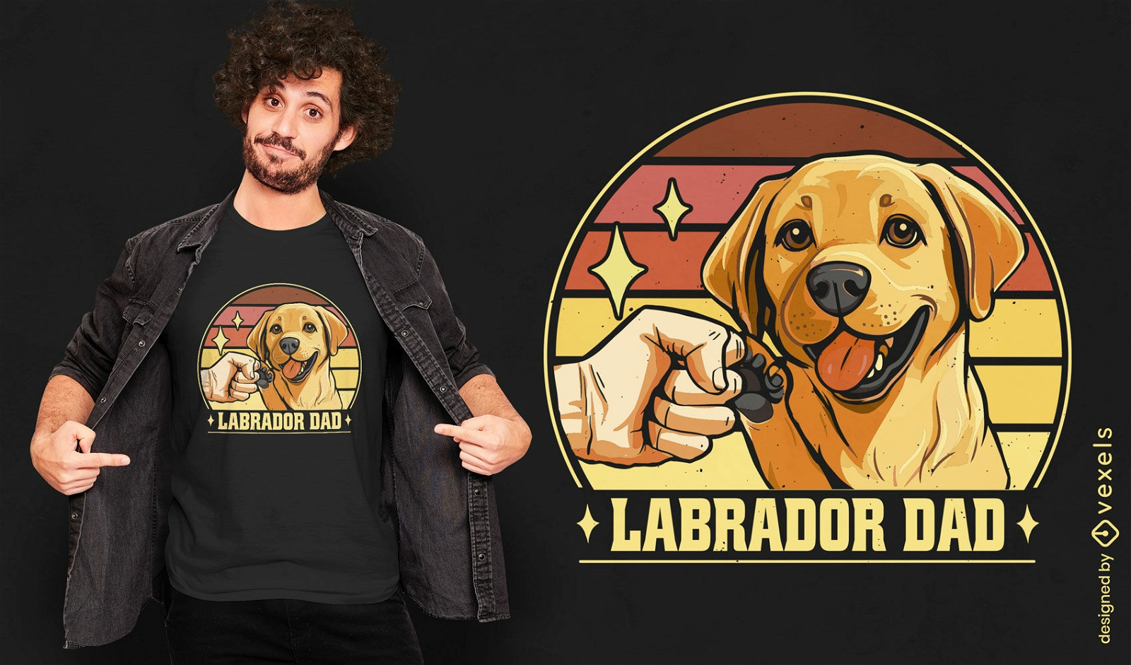 Diseño de camiseta feliz de raza de perro labrador