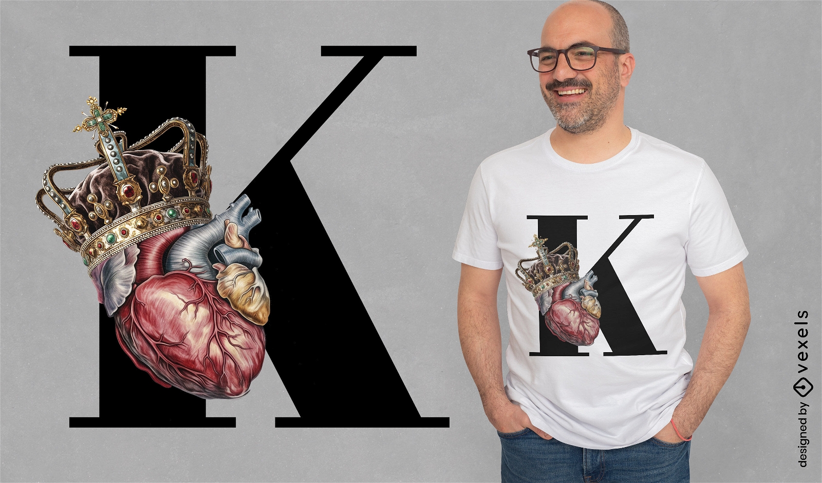 Realistic king of hearts t-shirt design