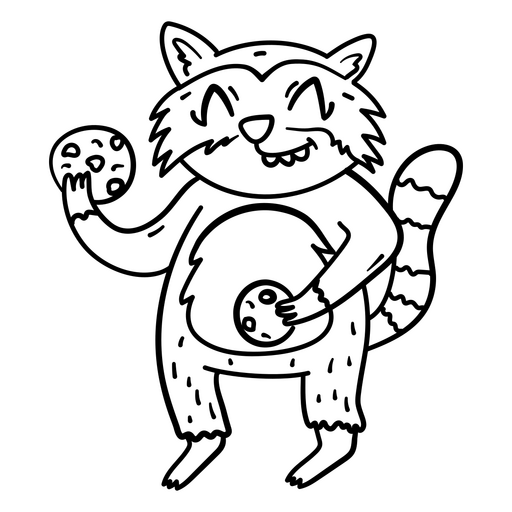 Ilustração divertida de guaxinim com biscoitos Desenho PNG