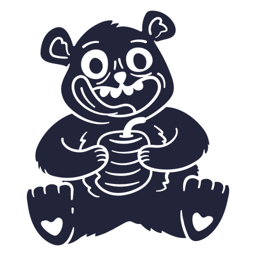 Urso de desenho animado brincalhão com ilustração de bebida Desenho PNG