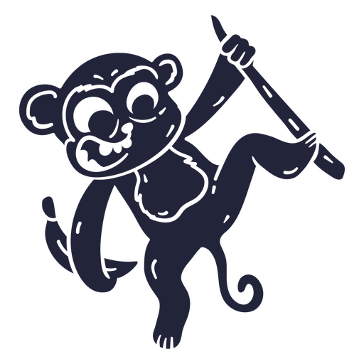 Monkey holding a stick cut out PNG Design
