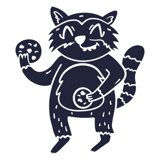 Raccoon holding a cookie PNG Design