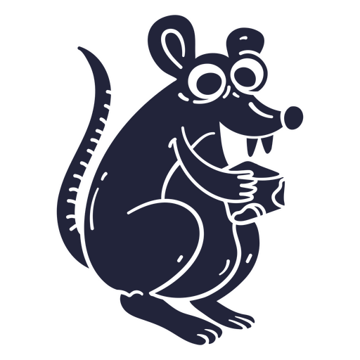 Cartoon rat holding a cheese PNG Design