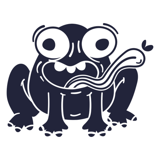 Cartoon frog with big eyes is sitting PNG Design