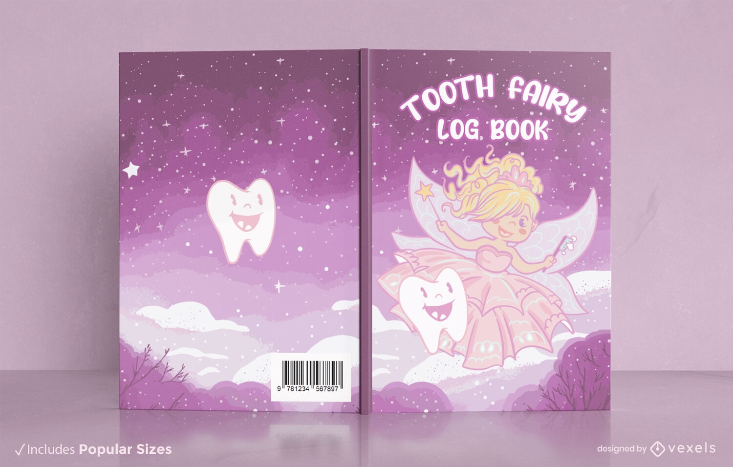 Lindo diseño de portada de libro de hada de los dientes